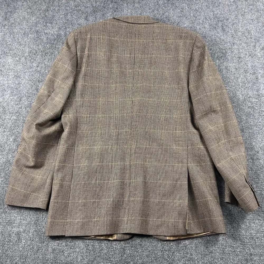 Banana Republic Blazer Mens 42R Brown Glen Plaid Wool Blend 2 Button Sport‎ Coat